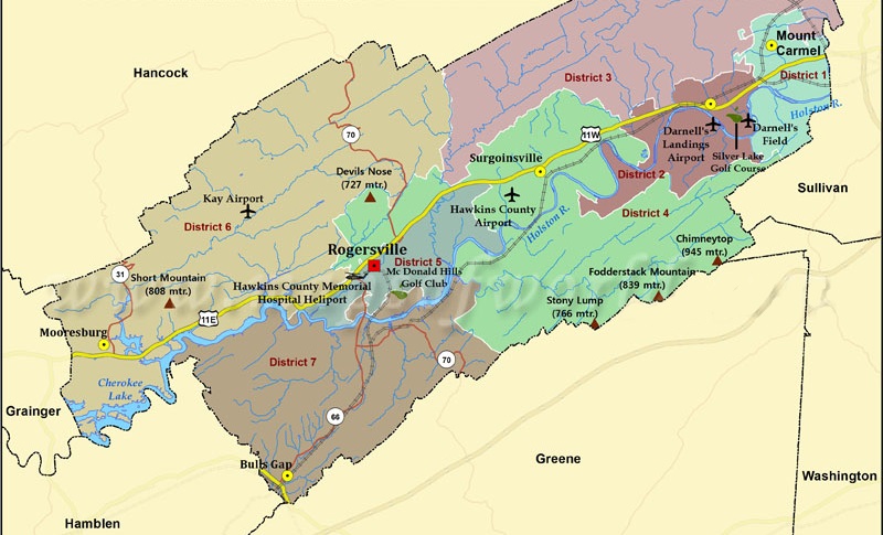 Hawkins County Map 